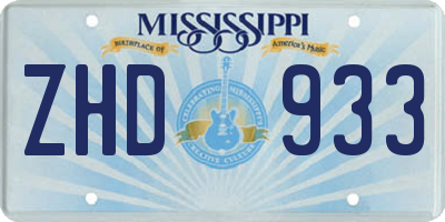 MS license plate ZHD933