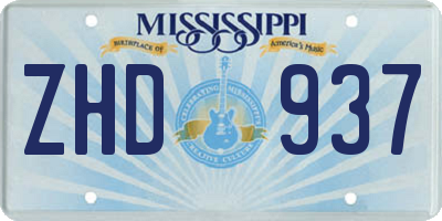 MS license plate ZHD937