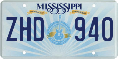MS license plate ZHD940