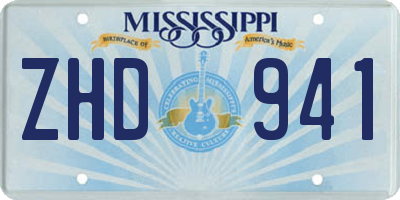 MS license plate ZHD941
