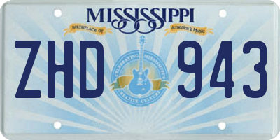 MS license plate ZHD943