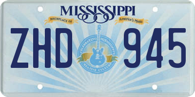 MS license plate ZHD945