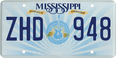MS license plate ZHD948