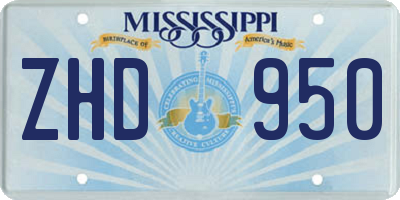 MS license plate ZHD950