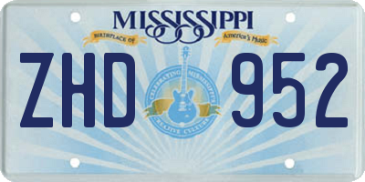 MS license plate ZHD952