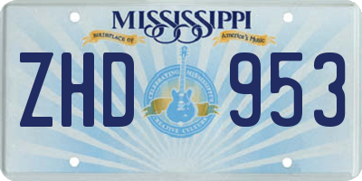 MS license plate ZHD953