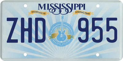 MS license plate ZHD955