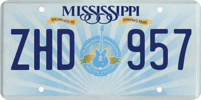 MS license plate ZHD957