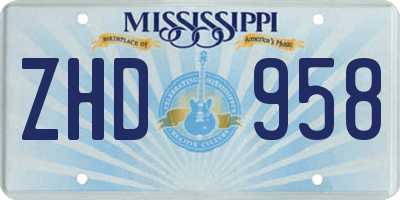 MS license plate ZHD958