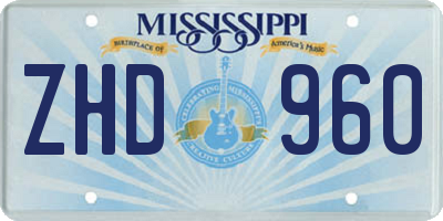 MS license plate ZHD960