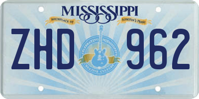 MS license plate ZHD962