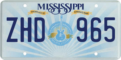 MS license plate ZHD965