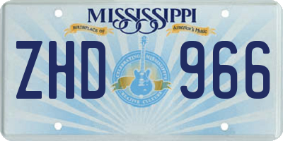 MS license plate ZHD966