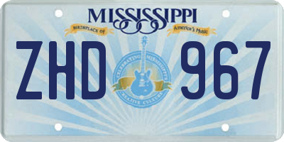 MS license plate ZHD967
