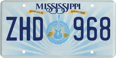 MS license plate ZHD968