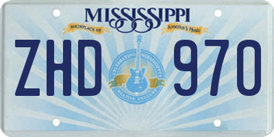 MS license plate ZHD970
