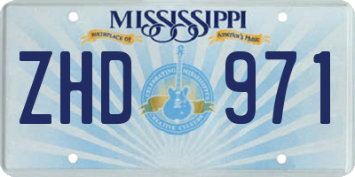MS license plate ZHD971