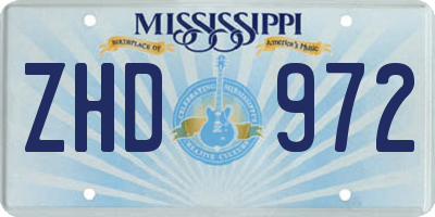 MS license plate ZHD972
