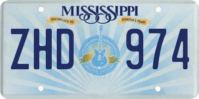 MS license plate ZHD974