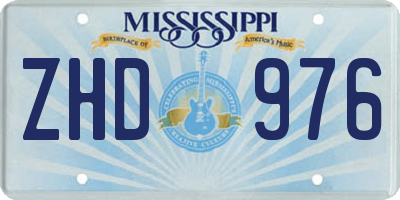 MS license plate ZHD976