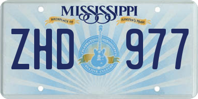 MS license plate ZHD977