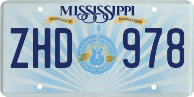 MS license plate ZHD978