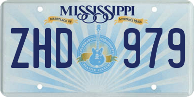 MS license plate ZHD979