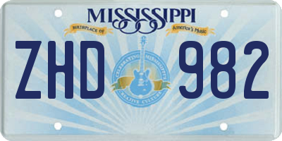MS license plate ZHD982
