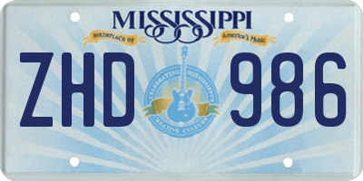 MS license plate ZHD986