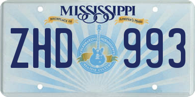 MS license plate ZHD993