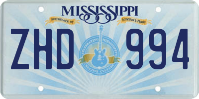 MS license plate ZHD994