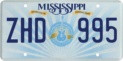 MS license plate ZHD995
