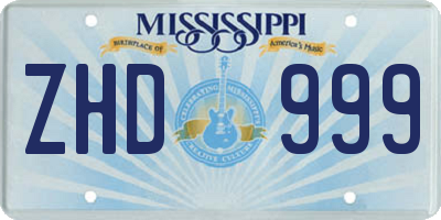 MS license plate ZHD999