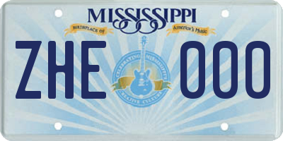 MS license plate ZHE000