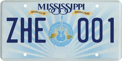 MS license plate ZHE001