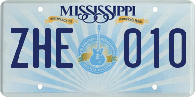 MS license plate ZHE010