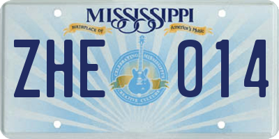 MS license plate ZHE014