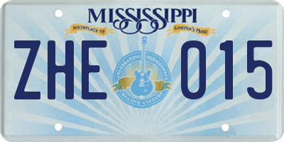 MS license plate ZHE015