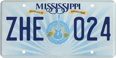 MS license plate ZHE024