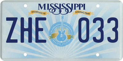 MS license plate ZHE033