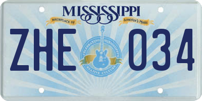 MS license plate ZHE034