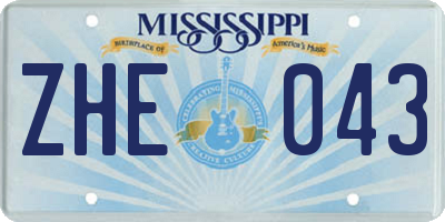 MS license plate ZHE043