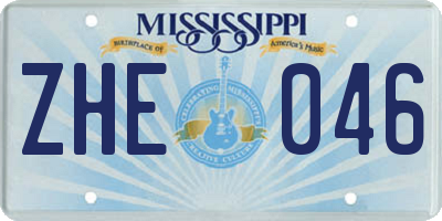 MS license plate ZHE046