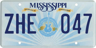 MS license plate ZHE047