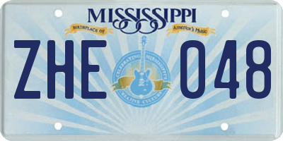 MS license plate ZHE048