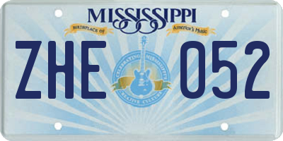 MS license plate ZHE052
