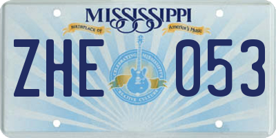 MS license plate ZHE053