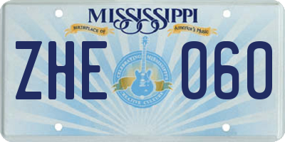 MS license plate ZHE060