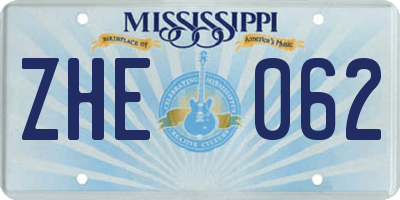 MS license plate ZHE062