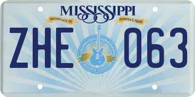 MS license plate ZHE063